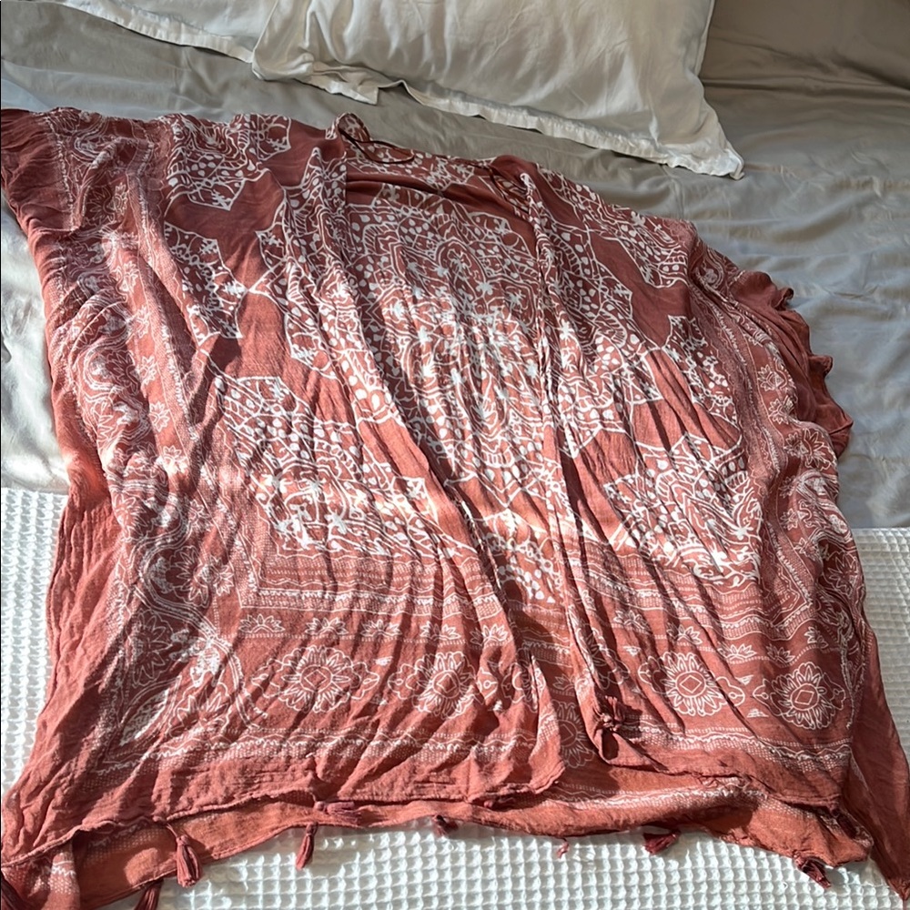 Lovestitch Terracotta Kimono with White Design